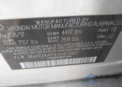 2017 Hyundai Sonata from USA, damaged, VIN 5NPE24AF4HH572827